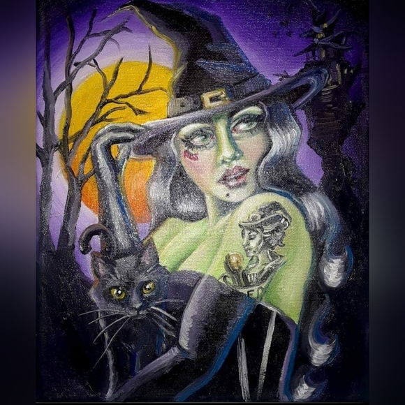 WITCHYPOO 8X10 Original Oil on Canvas by Shelly Lampshire - Picture 1 of 2